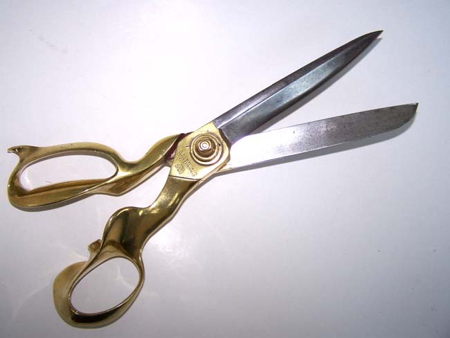 An Impressive Pair of Victorian Brass and Steel Tailor's Shears by T. Wilkinson, Sheffield, circa 1870.
